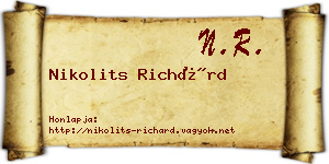 Nikolits Richárd névjegykártya